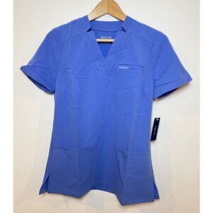 NWT Jaanuu 3 Pocket Scrub Top Short Sleeve Blue Size XS New
